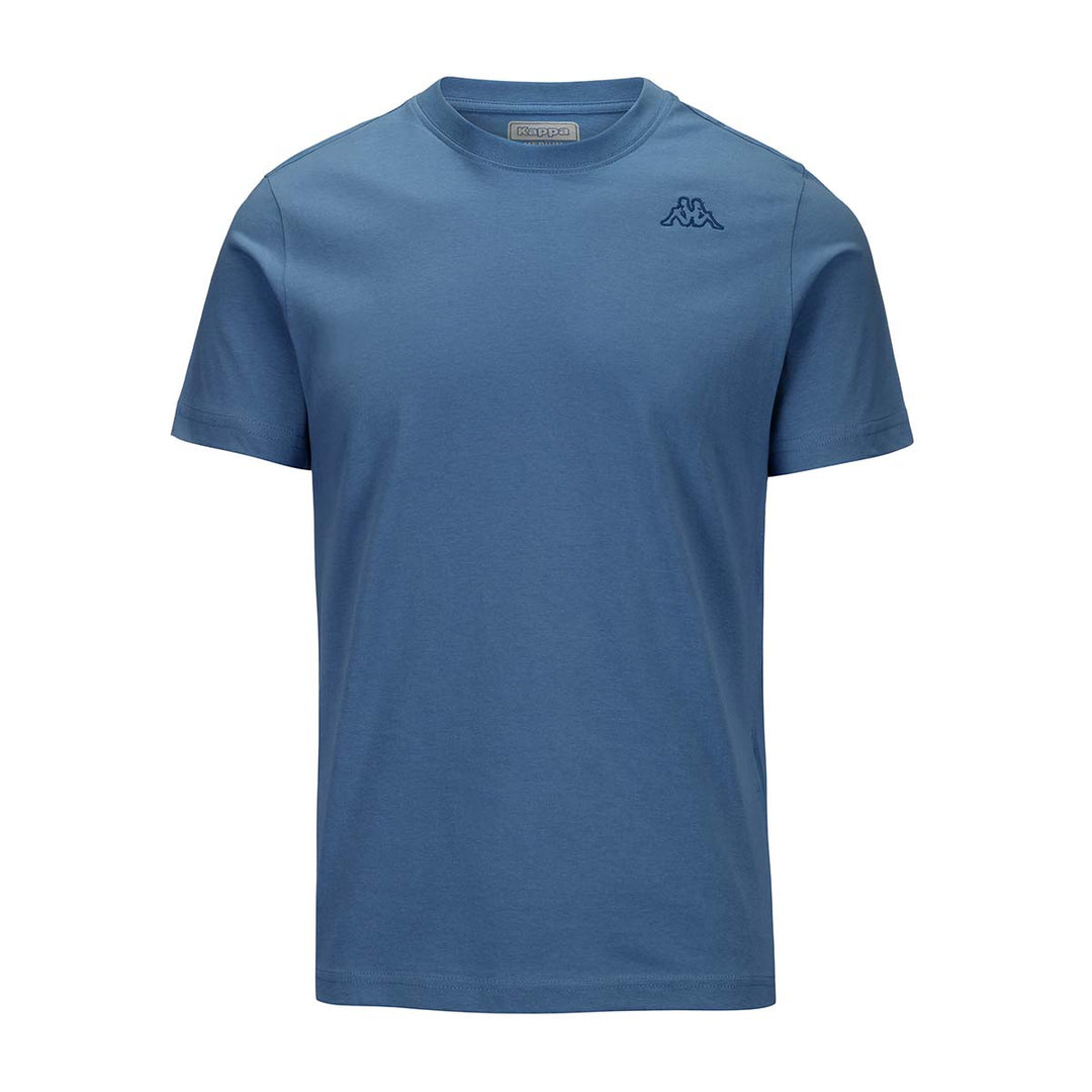 T-shirt Cafers Slim Bleu Homme main