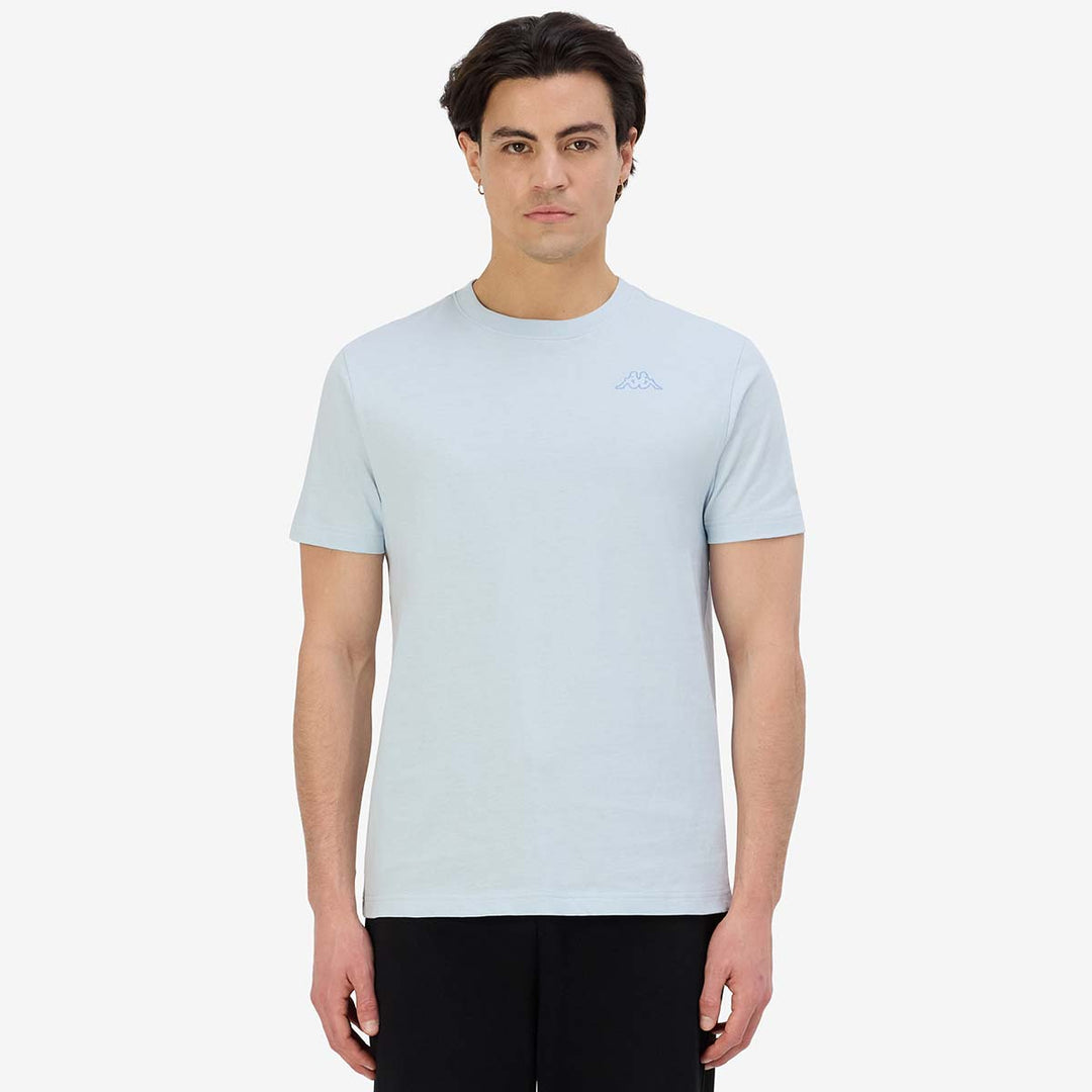 T-Shirt Cafers Slim Bleu Homme main