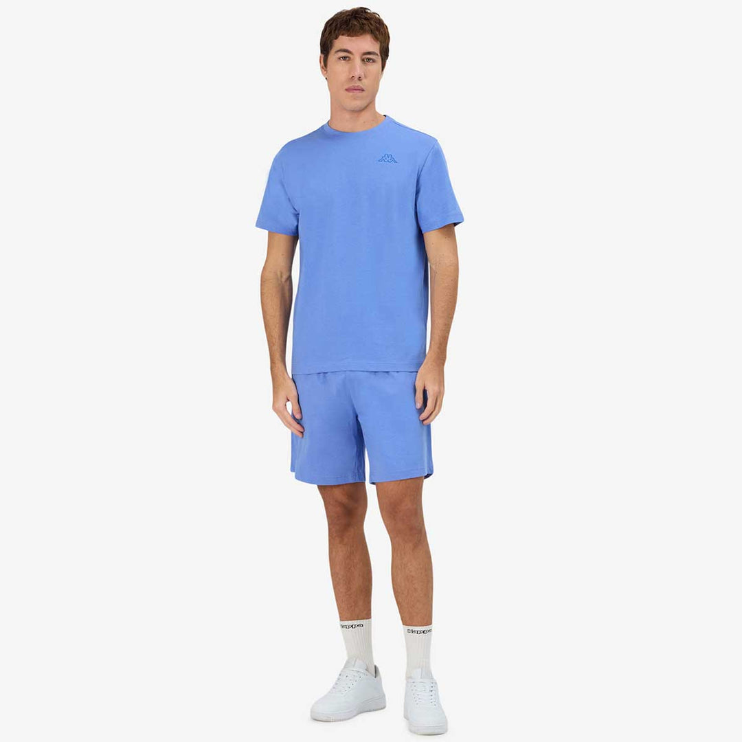T-Shirt Cafers Slim Bleu Homme main