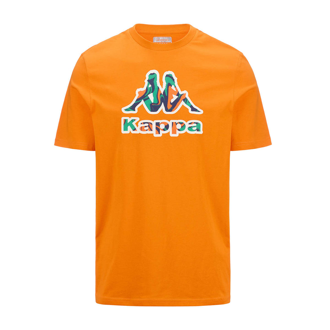 T-shirt Logo Fioro Orange Homme main
