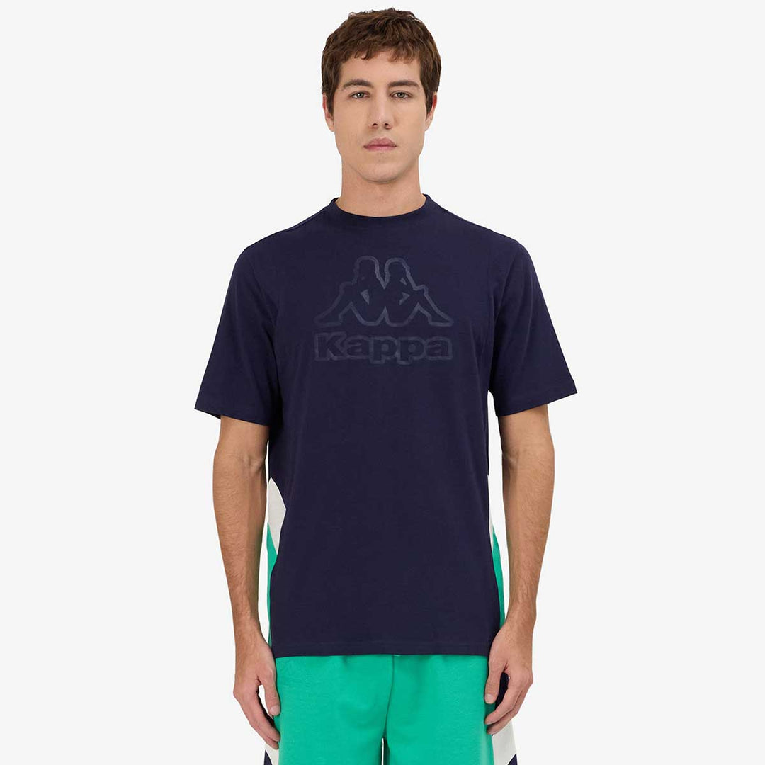 T-Shirt Grapo Bleu Homme main