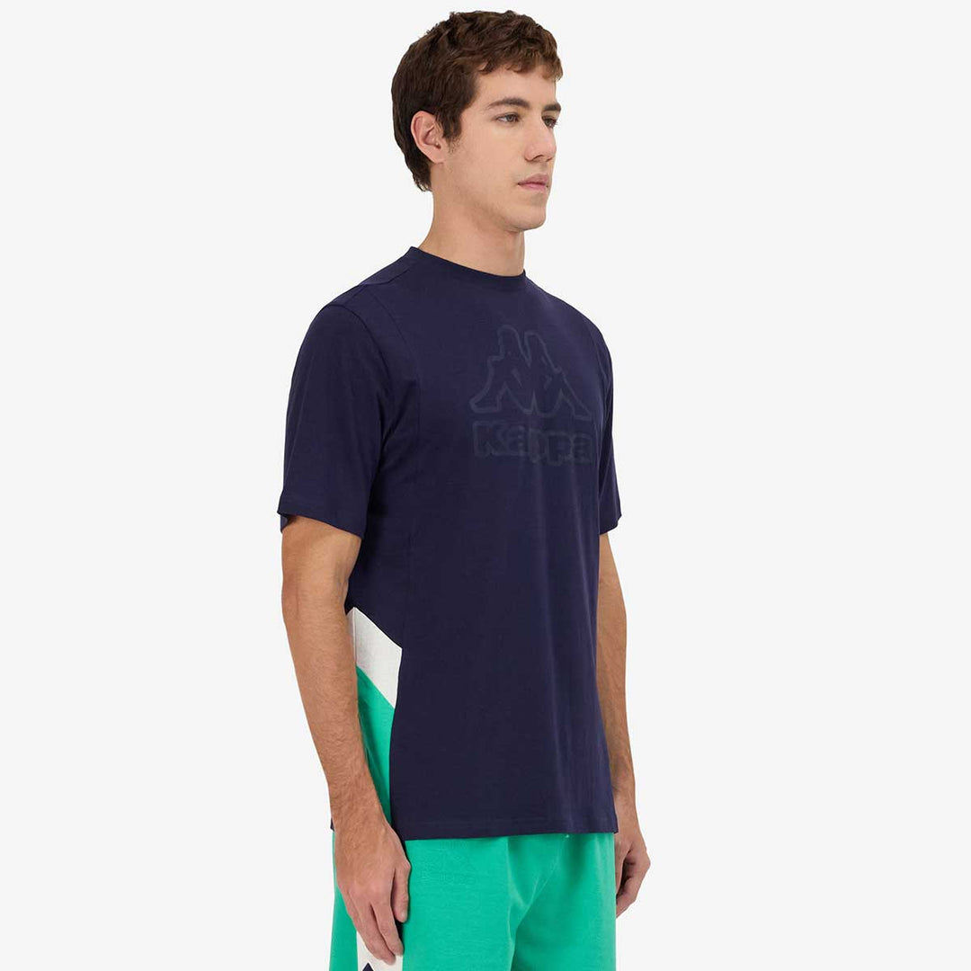 T-Shirt Grapo Bleu Homme main