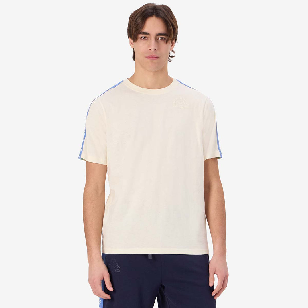 T-Shirt Tape Gramio Blanc Homme main