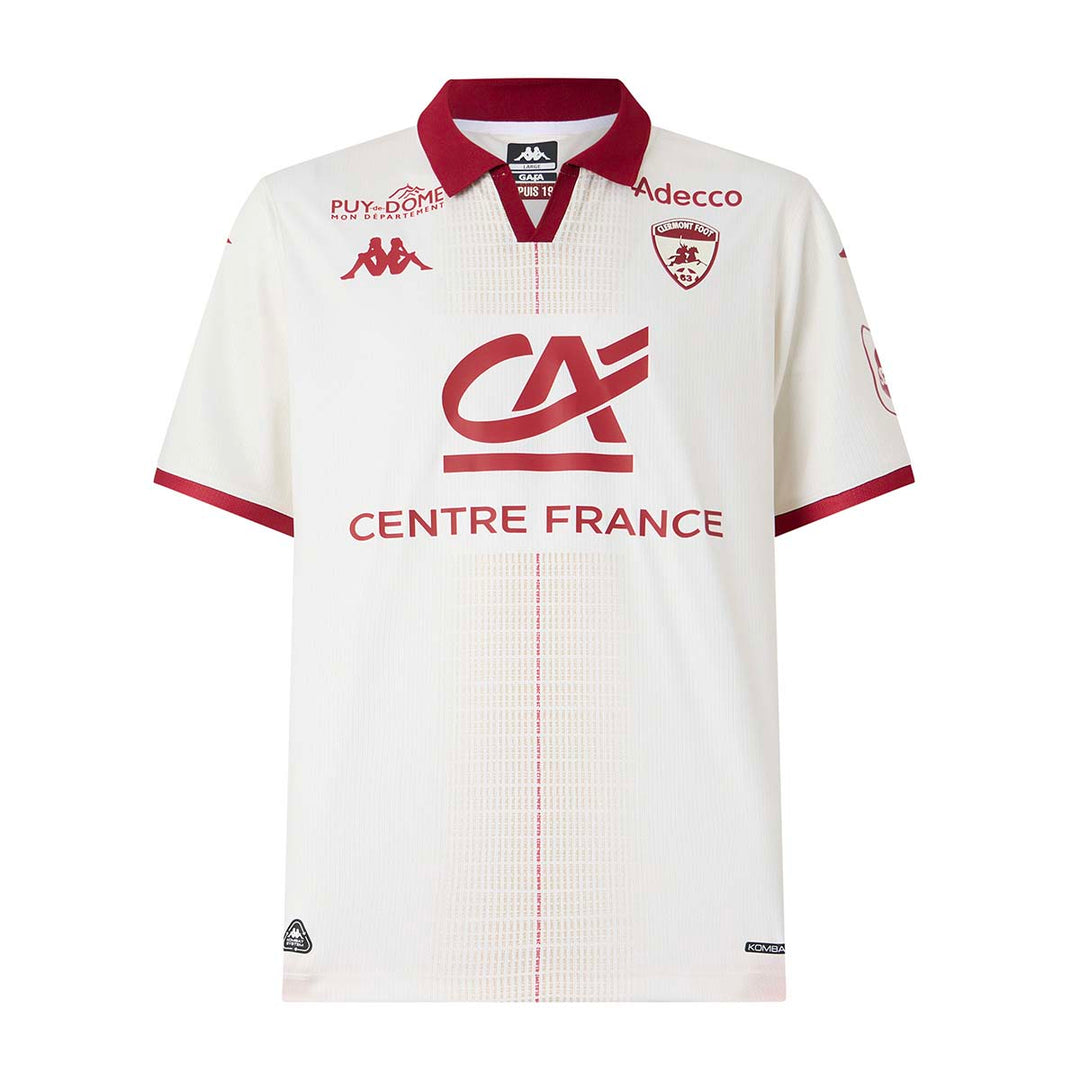 Maillot Kombat Away Clermont Foot 63 25/26 Blanc Homme main