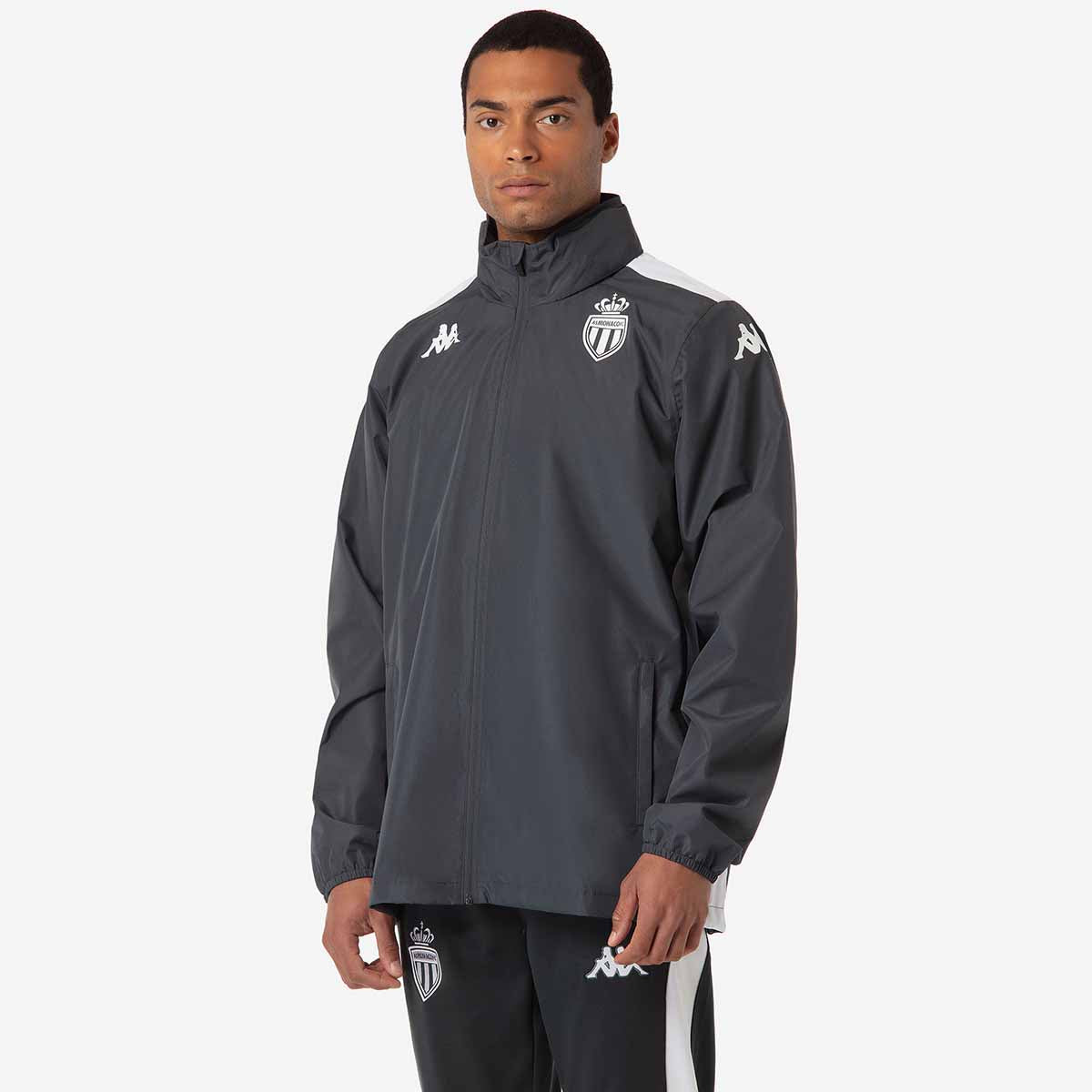 新品Kappa AS Monaco フルジップフーディ Veste Adverzip Pro 8 AS Monaco 24/25 Gris Homme | Kappa France