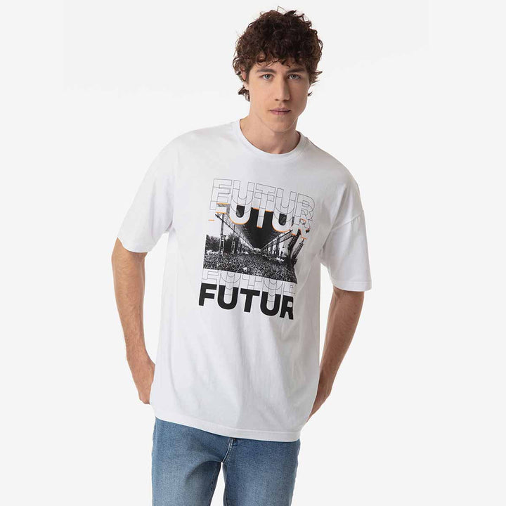 T-Shirt Main Kappa Futur Festival Blanc Homme