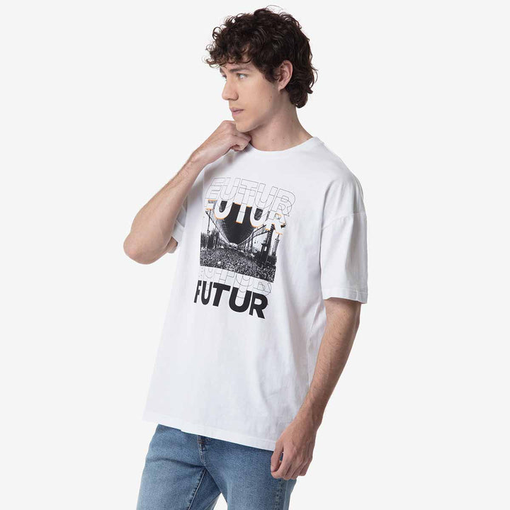 T-Shirt Main Kappa Futur Festival Blanc Homme