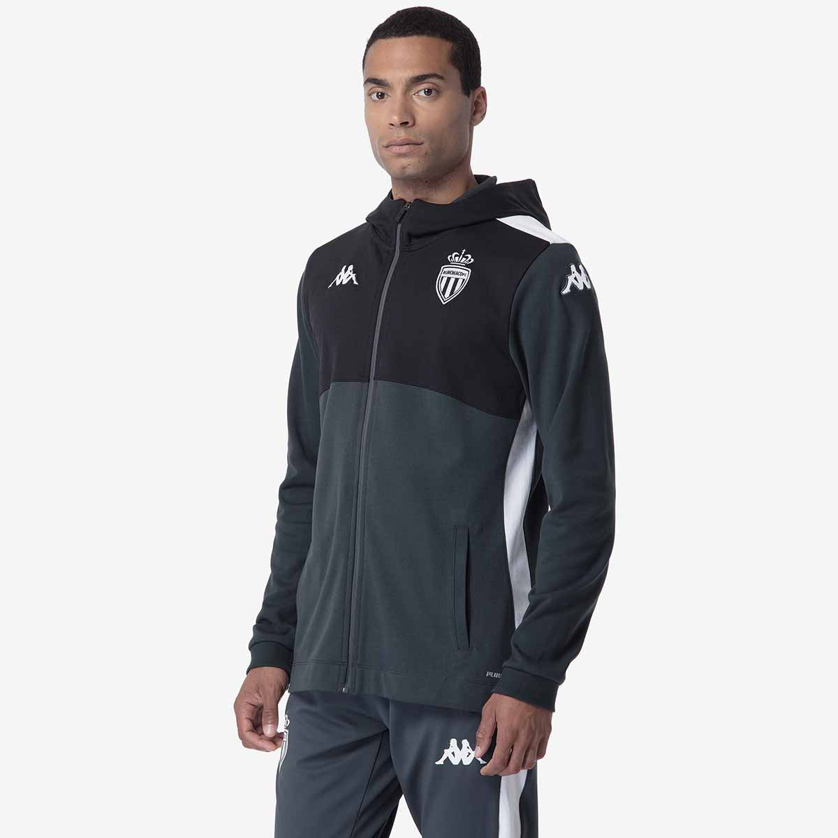 新品Kappa AS Monaco フルジップフーディ Veste Adverzip Pro 8 AS Monaco 24/25 Gris Homme | Kappa France