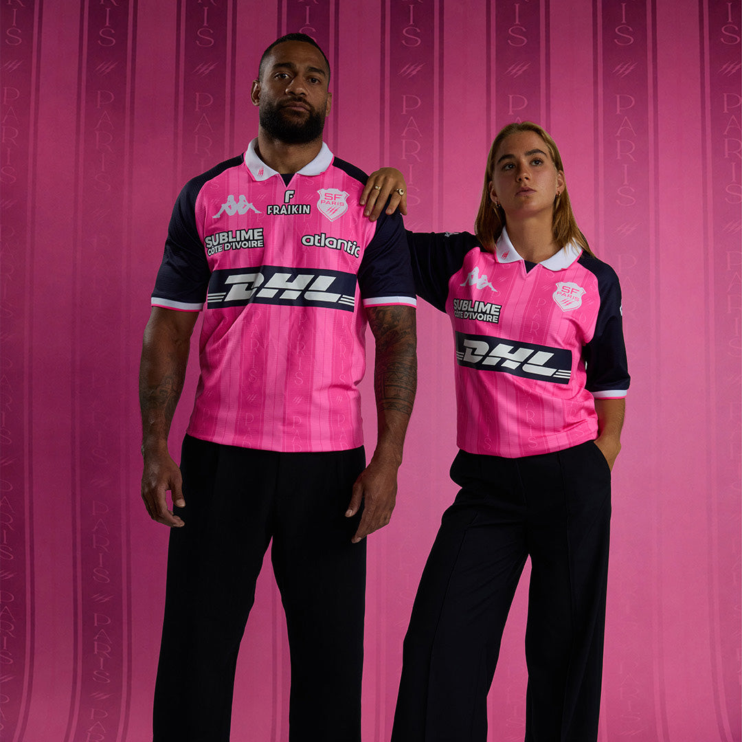 Maillot Kombat Pro Home Stade Français Paris 26/27 Rose Homme main