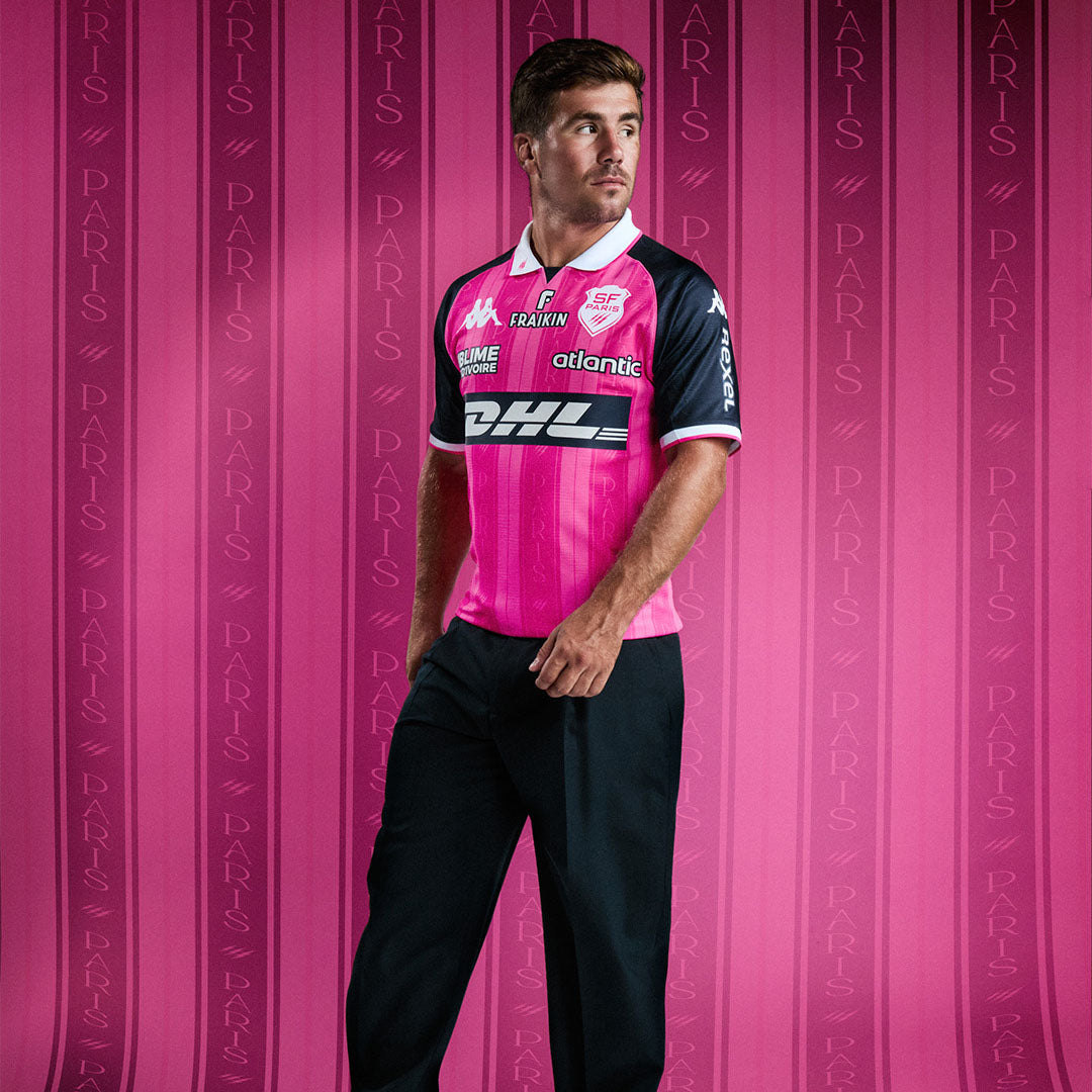 Maillot Kombat Pro Home Stade Français Paris 26/27 Rose Homme main